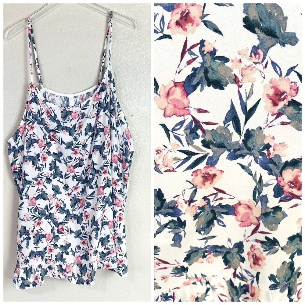Cacique Sleep Floral Ruffle Hem Chemise Size 34/36